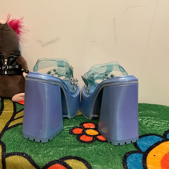 Sugar Thrillz Iridescent Blue Platform Heels - Picture 3 of 3